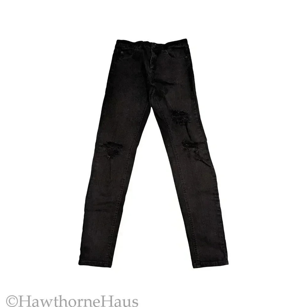 WILD FABLE Black High Rise Skinny Distressed Jeans Size 0 Stretch - Picture 3 of 9